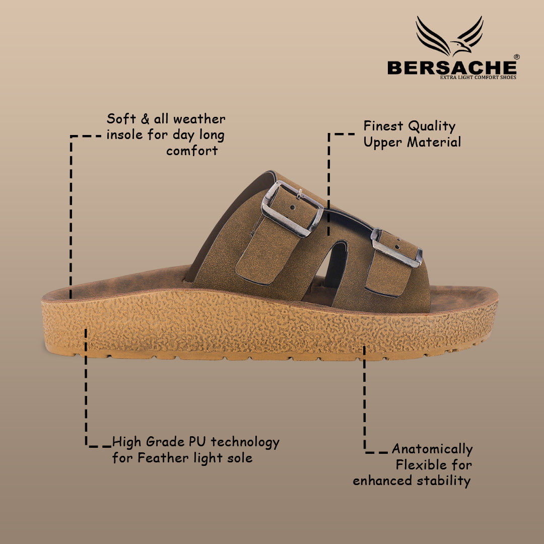 Bersache Extra Soft Classic Casual with  Regular wear with Ultra Soft & Flexibility Technology Slipper For Men's & Boy's-Tan-6220