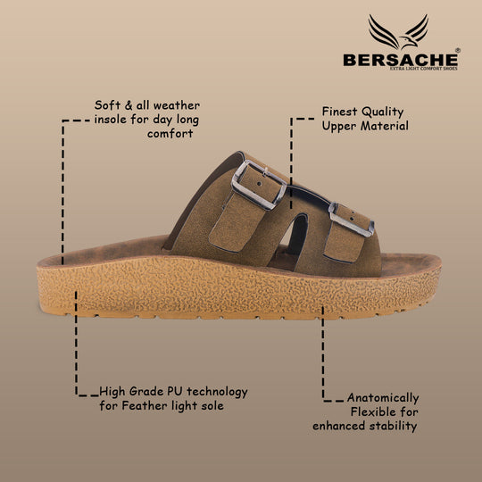Bersache Extra Soft Classic Casual with  Regular wear with Ultra Soft & Flexibility Technology Slipper For Men's & Boy's-Tan-6220