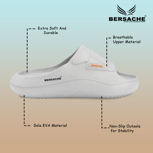 Bersache Extra Soft Classic Casual CHAPPAL with  Regular wear with Ultra Soft & Flexibility Technology  Slippers for Men's -(6280-Grey)