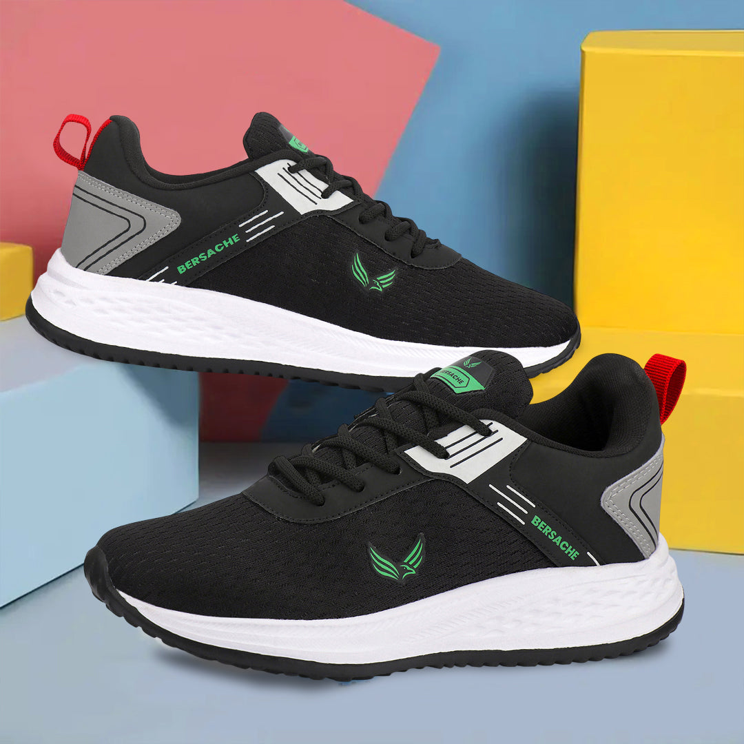 Bersache Premium Sports,Gym, Trending Stylish Running Shoes For Men (8092-Black).