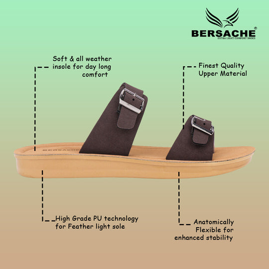 Bersache Extra Soft Classic Casual with  Regular wear with Ultra Soft & Flexibility Technology Sandal For Women's/Girl's-Dark-Brown-6260