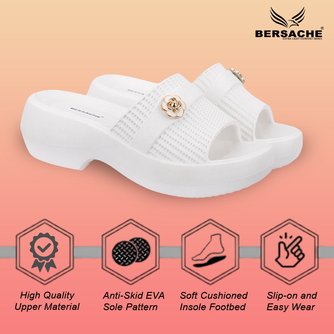 Bersache Extra Soft Classic Casual  with Regular wear with Ultra Soft & Flexibility Technology Sandals for Women's-(6291-White)