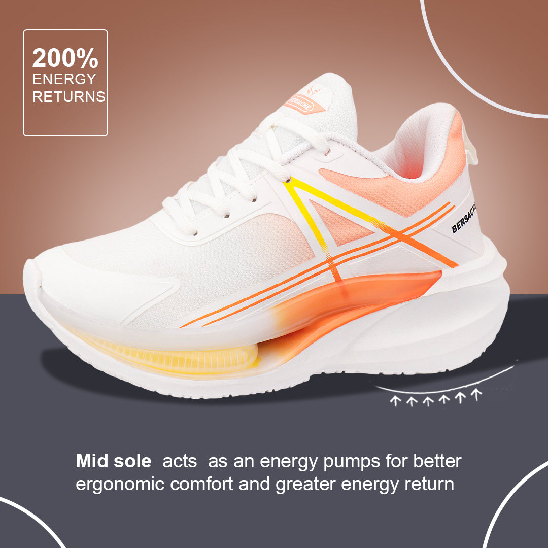 Bersache Casual Sneaker shoe for Men| Soft Cushioned Insole , Slip-Resistance Casuals For Men (Orange & White-9226)