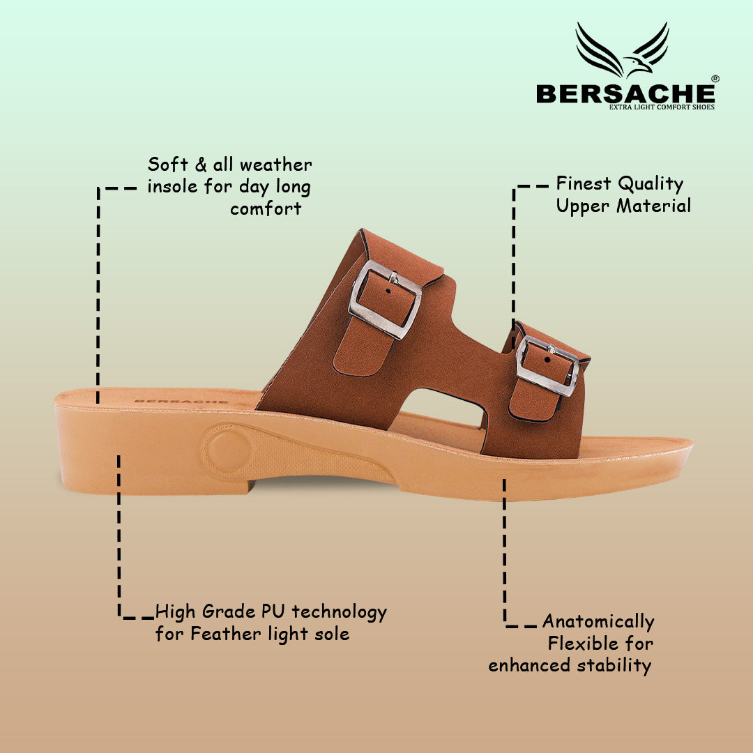 Bersache Extra Soft Classic Casual with  Regular wear with Ultra Soft & Flexibility Technology Sandal's For Women's & Girl's-Brown-6234