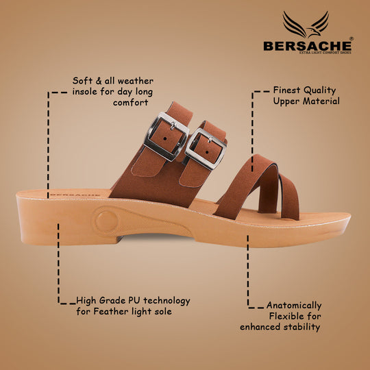 Bersache Extra Soft Classic Casual with  Regular wear with Ultra Soft & Flexibility Technology Slipper For Women's & Girl's-(6238-Brown)