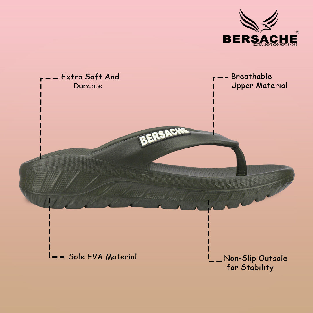 Bersache Extra Soft Classic Casual with  Regular wear with Ultra Soft & Flexibility Technology Slipper For Men's & Boy's-Black-6255
