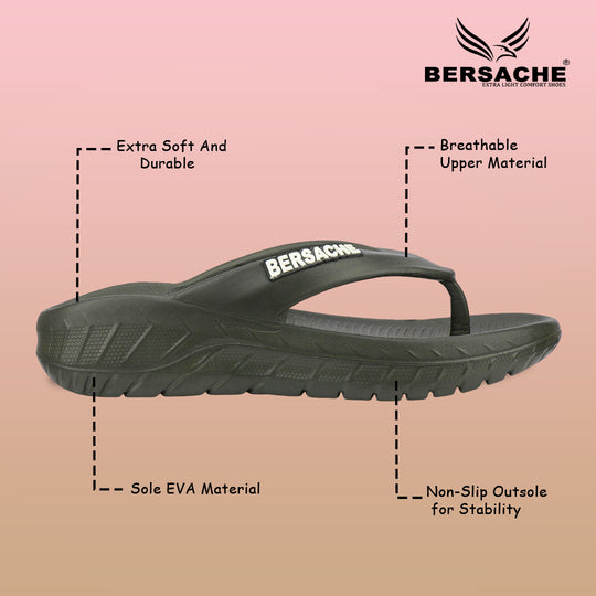 Bersache Extra Soft Classic Casual with  Regular wear with Ultra Soft & Flexibility Technology Slipper For Men's & Boy's-Black-6255