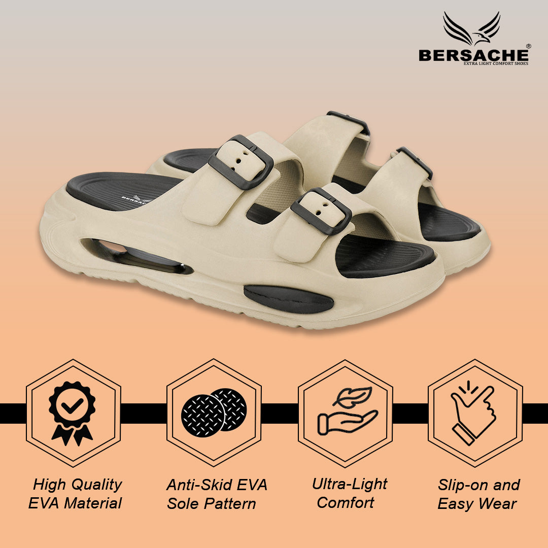 Bersache Extra Soft Classic Casual  with  Regular wear with Ultra Soft & Flexibility Technology Flip-Flop for Men's-(6346- Beige & Black)