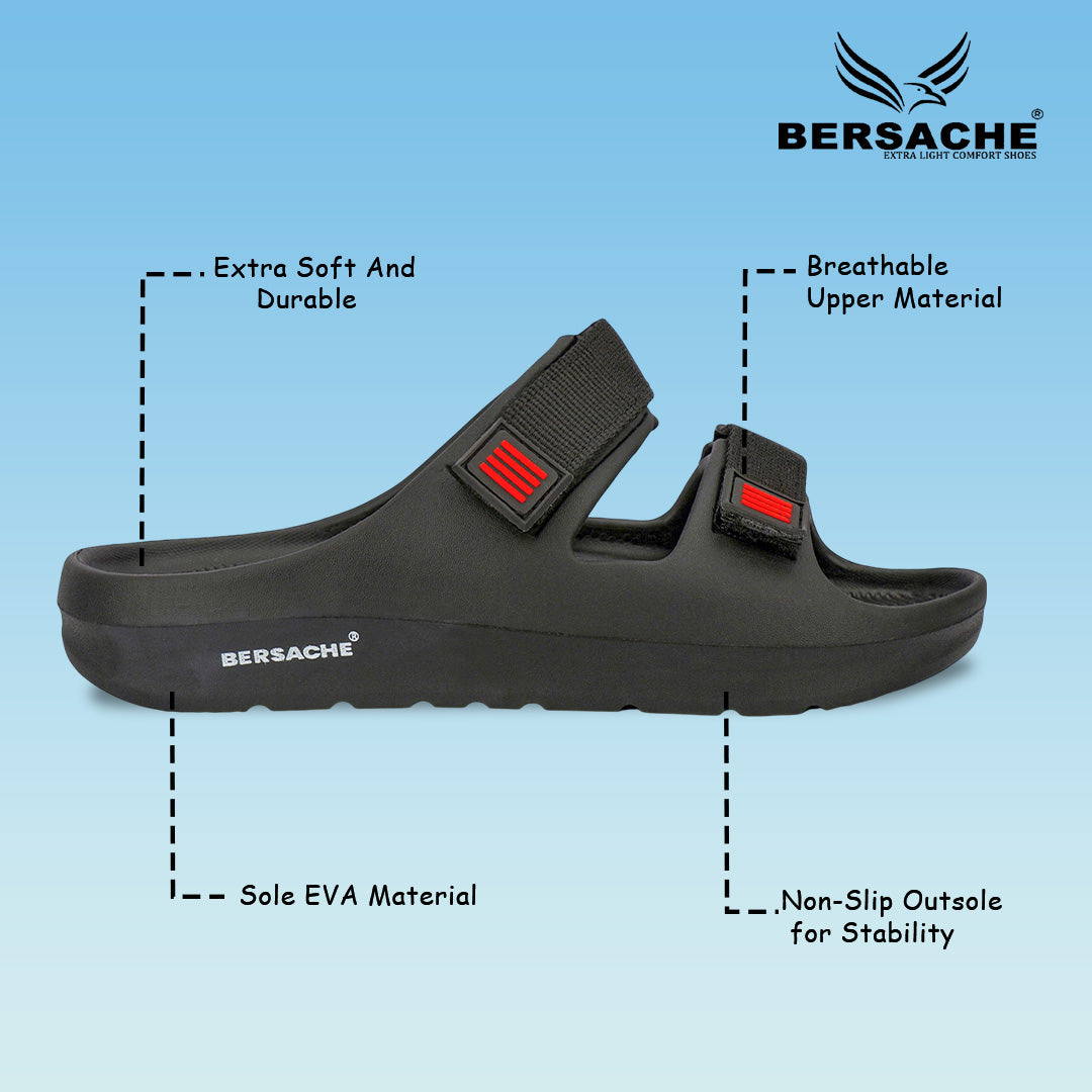 Bersache Extra Soft Classic Casual with  Regular wear with Ultra Soft & Flexibility Technology Flipflop For Men's & Boy's-(Black-6266)