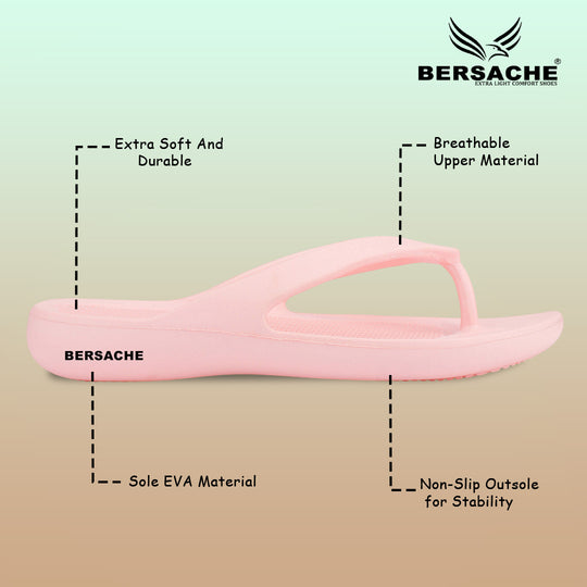 Bersache Extra Soft Classic Casual with  Regular wear with Ultra Soft & Flexibility Technology Sandal's For Women's & Girl's-(6253-Pink)