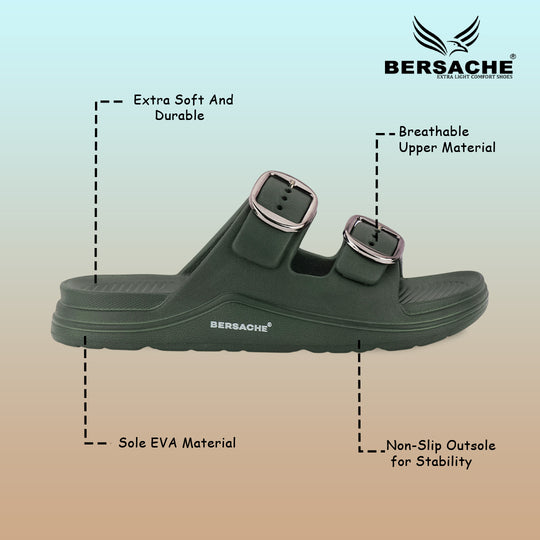 Bersache Extra Soft Classic Casual CHAPPAL with  Regular wear with Ultra Soft & Flexibility Technology  Slippers for Men's-(6284-Green)