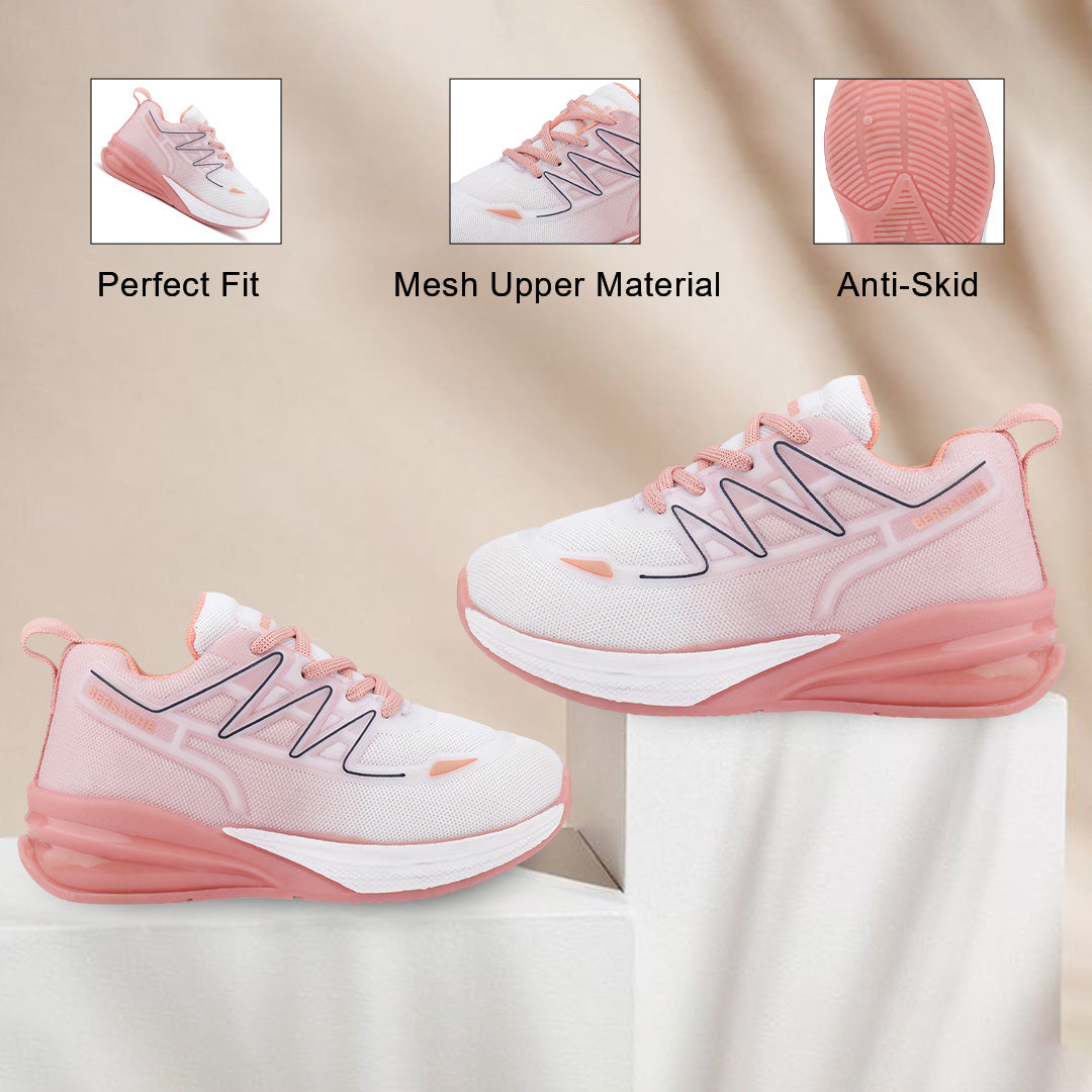 Bersache Casual Sneaker shoe for Kids|Soft Cushioned Insole,Slip-Resistance Casuals For Kids - Pink- 8088.