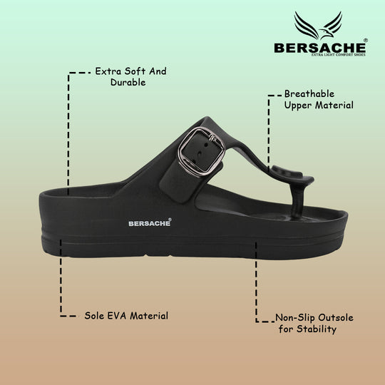 Bersache Extra Soft Classic Casual with  Regular wear with Ultra Soft & Flexibility Technology Flip-Flop for Men's-(6288-Black)