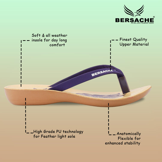Bersache Extra Soft Classic Casual with  Regular wear with Ultra Soft & Flexibility Technology Slipper For Women's & Girl's-Purple-6247
