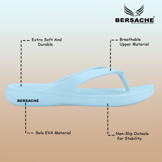 Bersache Extra Soft Classic Casual with  Regular wear with Ultra Soft & Flexibility Technology Flip-Flop for Women's & Girl's (6252-Sky-Blue)