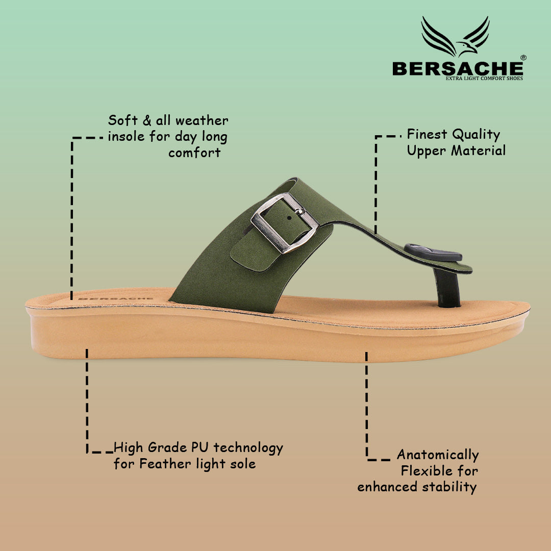 Bersache Extra Soft Classic Casual with  Regular wear with Ultra Soft & Flexibility Technology Sandal For Women's/Girl's-Green-6258