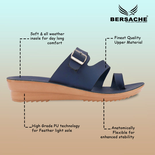 Bersache Extra Soft Classic Casual with  Regular wear with Ultra Soft & Flexibility Technology Flip-Flop for Women's & Girl's (6244-Navy-Blue)