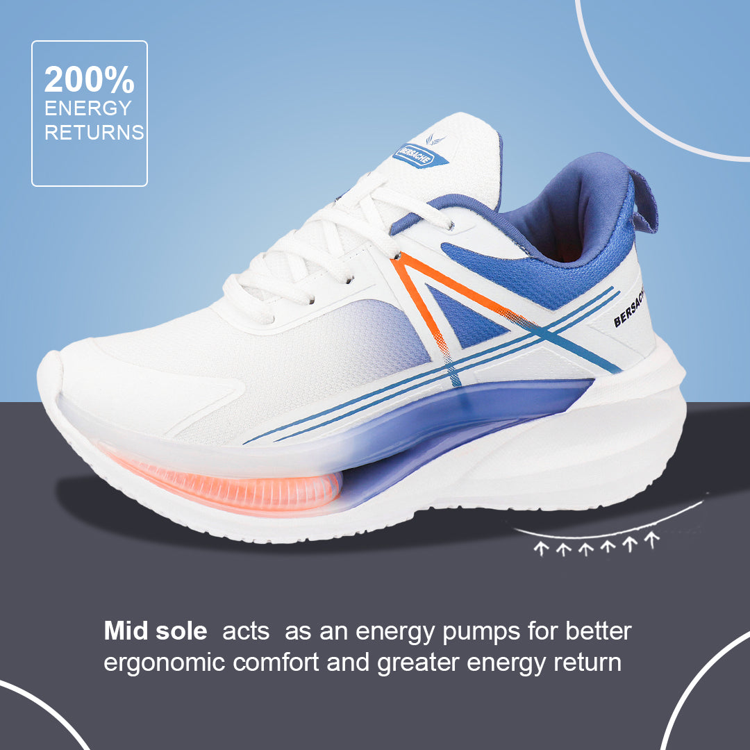 Bersache Casual Sneaker shoe for Men| Soft Cushioned Insole , Slip-Resistance Casuals For Men (Blue & White-9227)