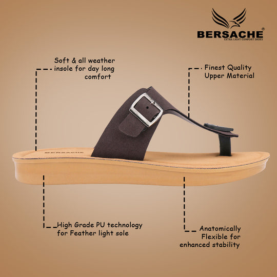 Bersache Extra Soft Classic Casual with  Regular wear with Ultra Soft & Flexibility Technology Sandal For Women's/Girl's-Brown-6259