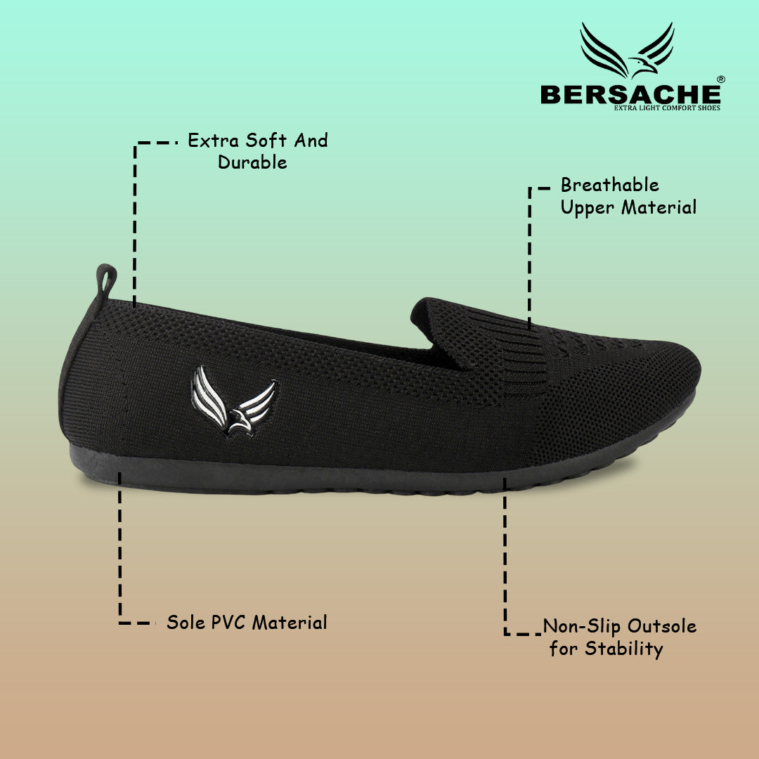 BERSACHE Women's SPORTS – Lightweight, Breathable & Comfortable Daily Wear Shoes(Black-6275).