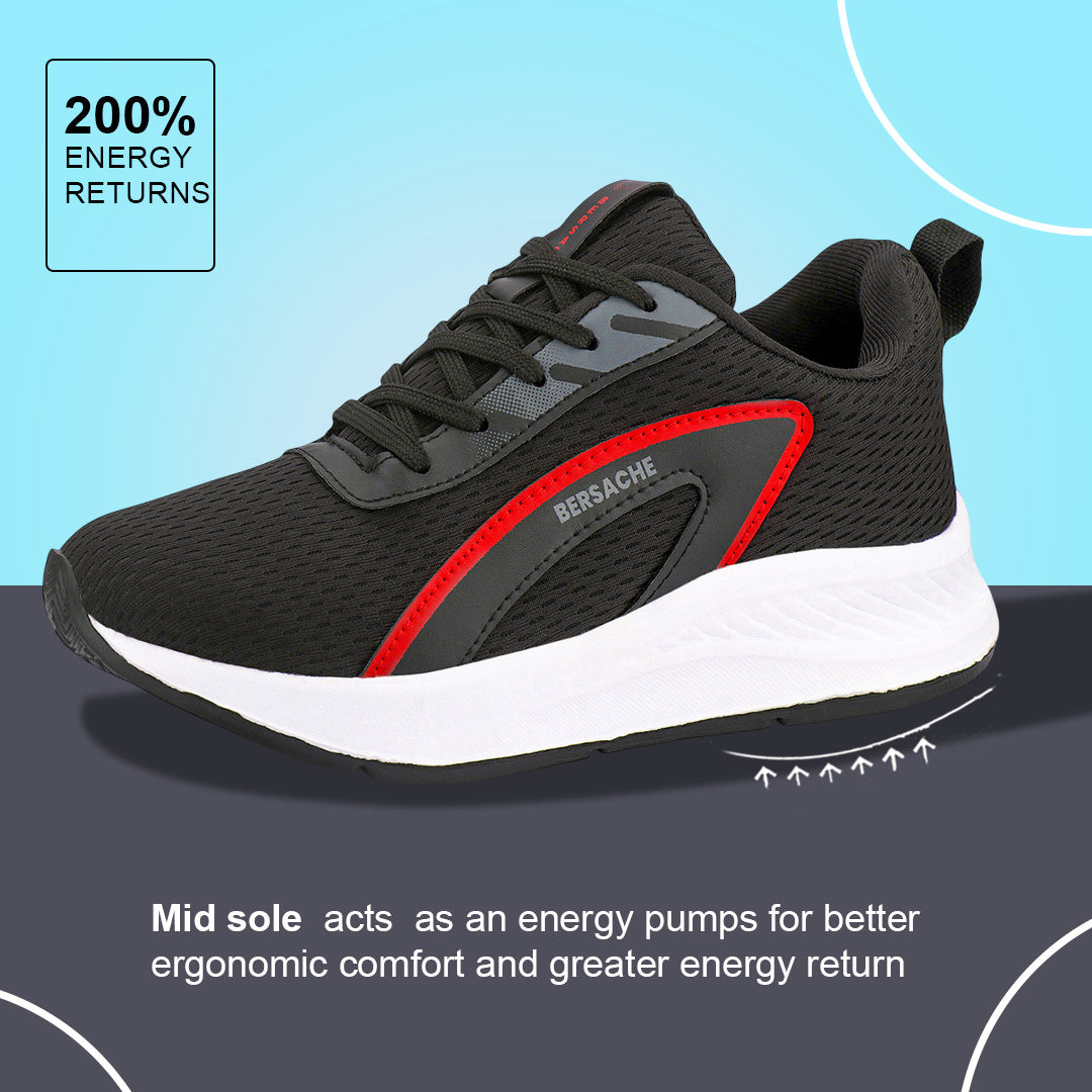 Bersache Lightweight Casual Sneaker Shoes For Men (Black-8091)