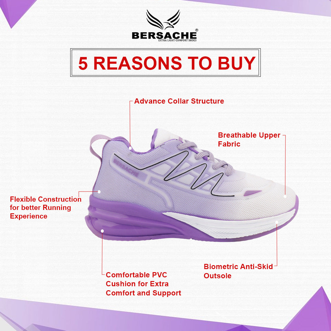 Bersache Premium Sports,walking,Gym,cricket,Trending Running Shoes For Kid's - Purple -8087.