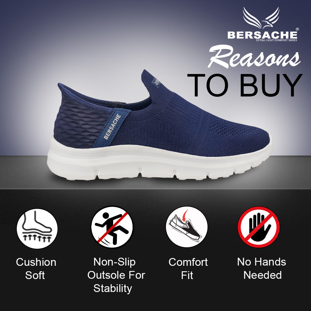Bersache Lightweight Casual Sneaker Shoes For Men Blue-8078