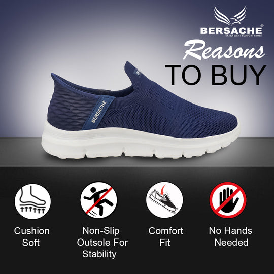 Bersache Lightweight Casual Sneaker Shoes For Men Blue-8078