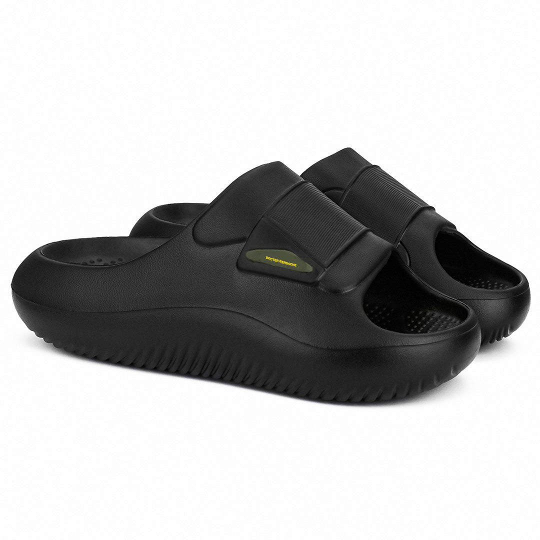 Doctor Bersache Newly Launched Orthopedic Comfort Sliders for Men | Diabetic Friendly | Extra Cushioning | Arch Support | Pain Relief |Black-DB -106