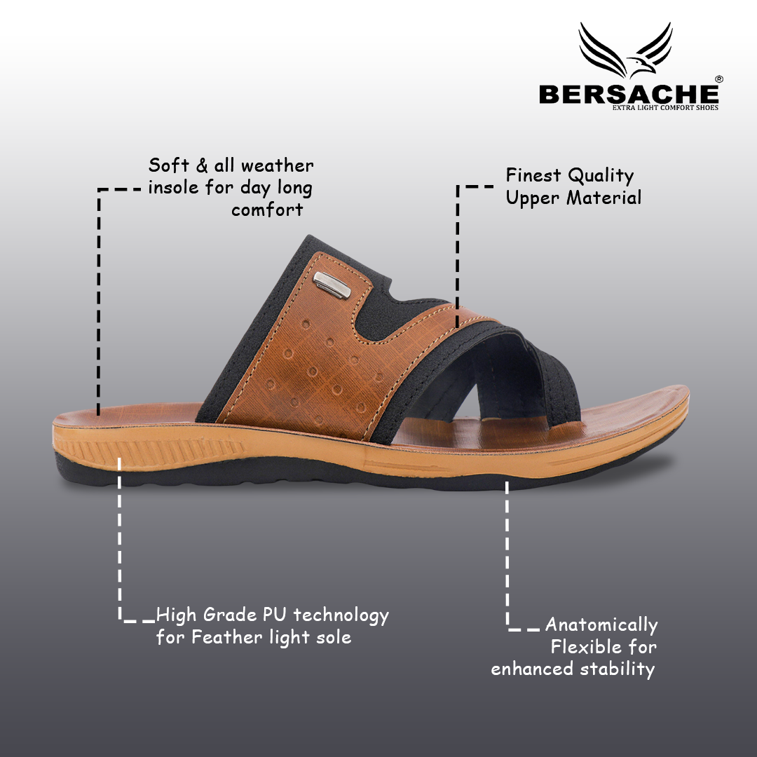 Bersache Extra Soft Classic Casual with  Regular wear with Ultra Soft & Flexibility Technology Sandal For Men's & Boy's-Black-6216