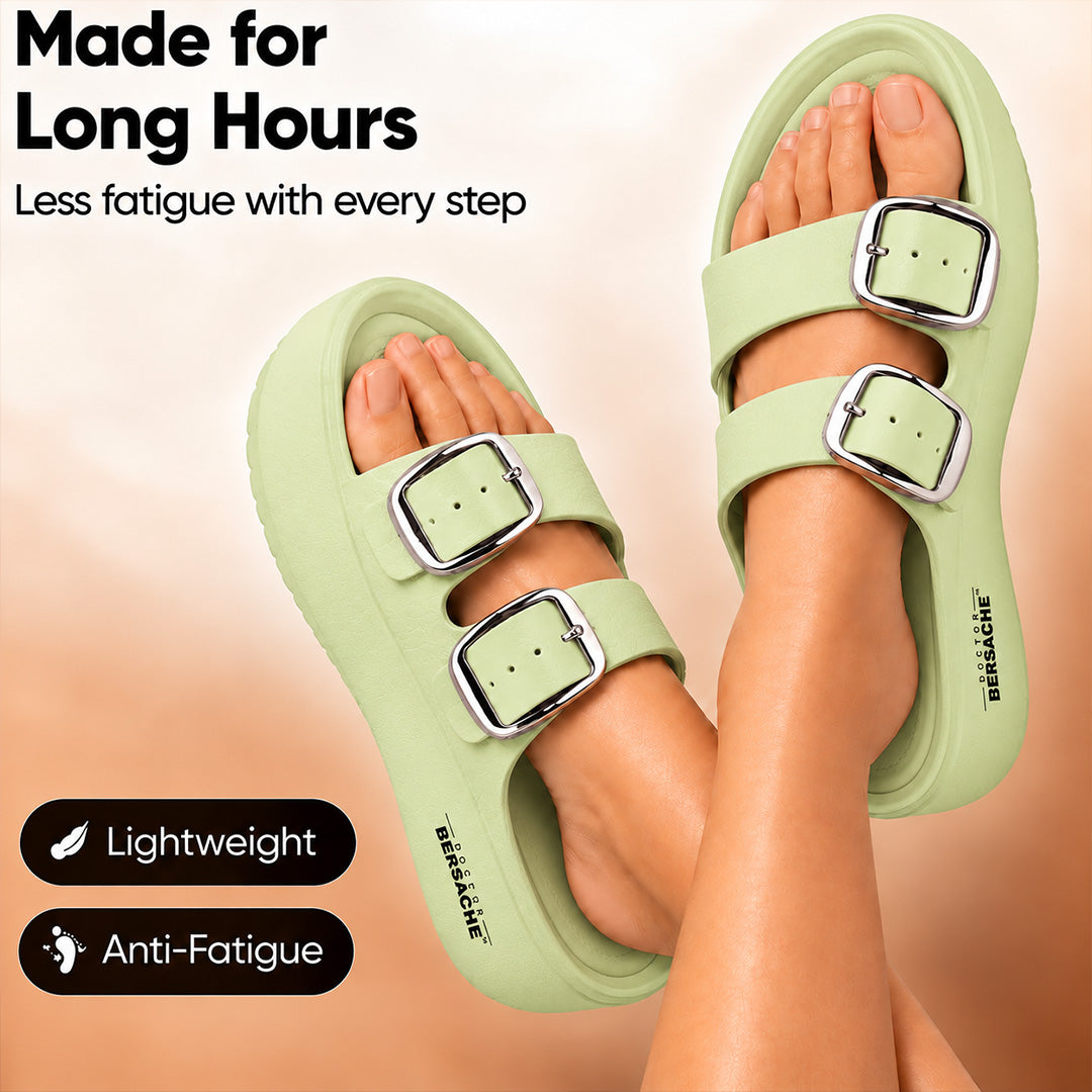 Doctor Bersache Newly Launched Orthopedic Comfort Slippers for Women | Diabetic Friendly | Extra Cushioning | Arch Support | Pain Relief Green-DB -143