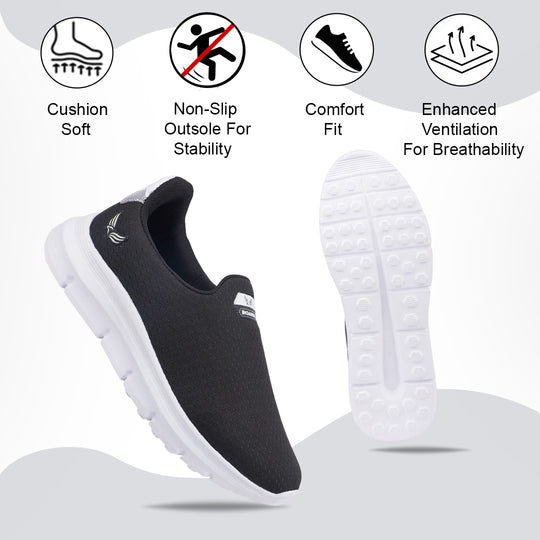 Bersache Lightweight Sports Running Shoes For Men Black-8070