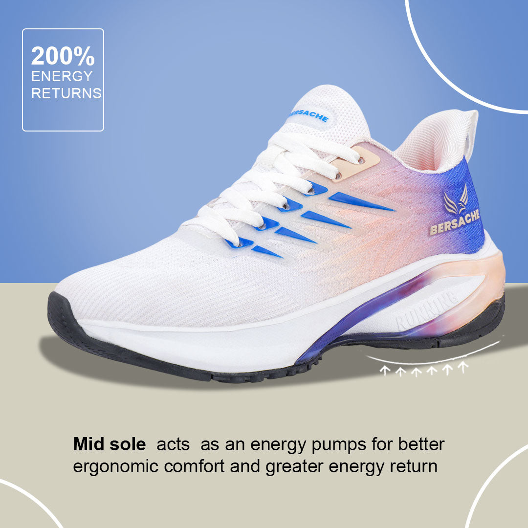 Bersache Casual Sneaker shoe for Men| Soft Cushioned Insole , Slip-Resistance Casuals For Men (Blue-White-9212).