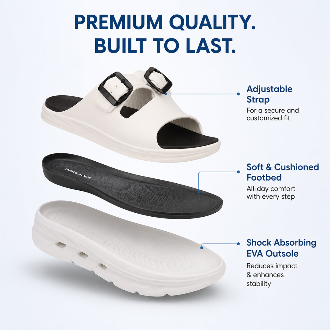 Bersache Extra Soft Classic Casual  with Regular wear with Ultra Soft & Flexibility Technology Sandals for Men's-(6339-White).