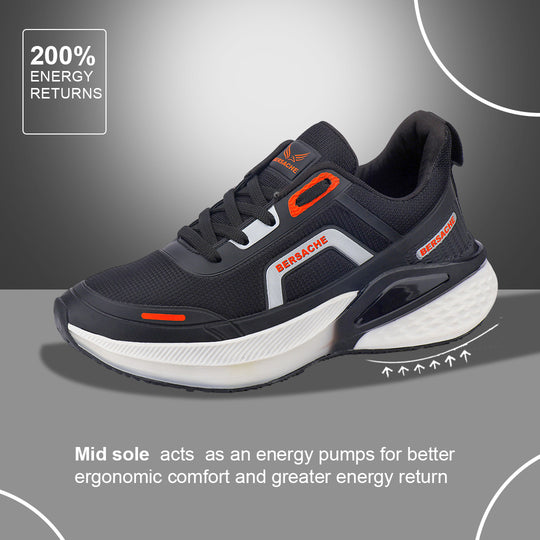 Bersache Premium Casual,Gym, Trending Stylish Running Shoes For Men (9206-Black)