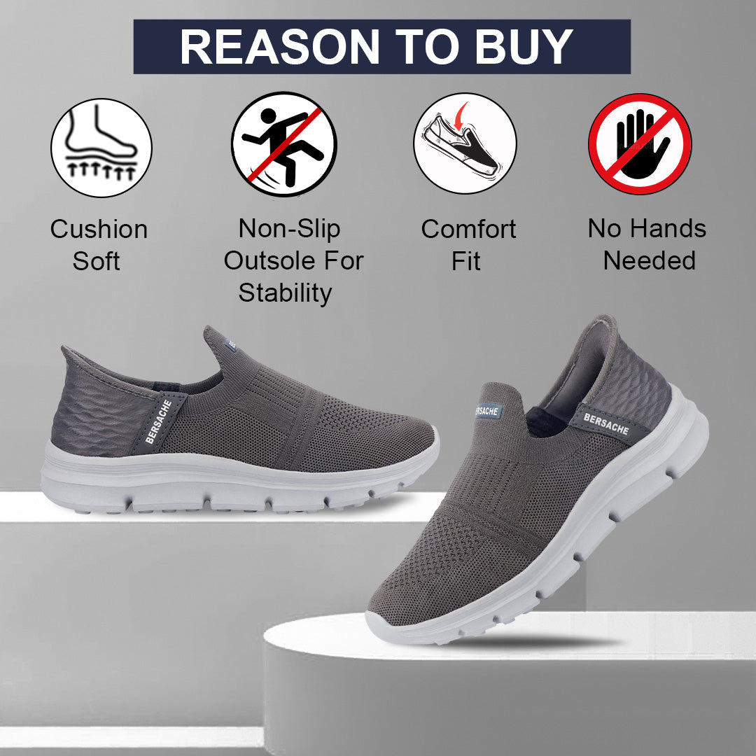 Bersache Premium Sports,Gym, Trending Stylish Running Shoes For Men (8076-Grey)