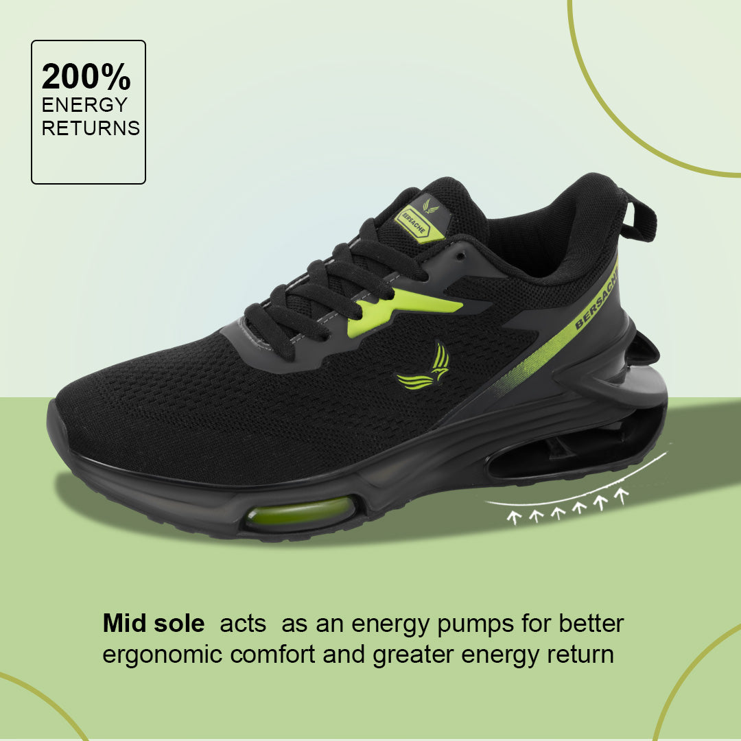 Bersache Premium Casual ,Gym, Trending Stylish Running Shoes For Men  (9195-Black).