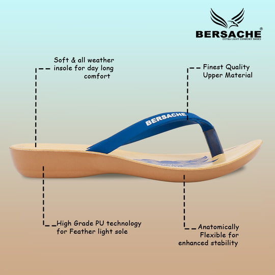 Bersache Extra Soft Classic Casual with  Regular wear with Ultra Soft & Flexibility Technology Flip-Flop for Women's & Girl's (6246-Blue)
