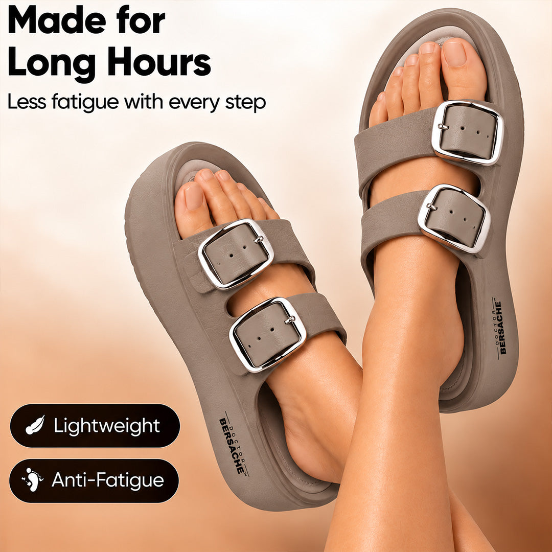 Doctor Bersache Newly Launched Orthopedic Comfort Slippers for Women | Diabetic Friendly | Extra Cushioning | Arch Support | Pain Relief Brown-DB -141