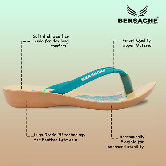 Bersache Extra Soft Classic Casual with  Regular wear with Ultra Soft & Flexibility Technology Slipper For Women's & Girl's-Green-6248