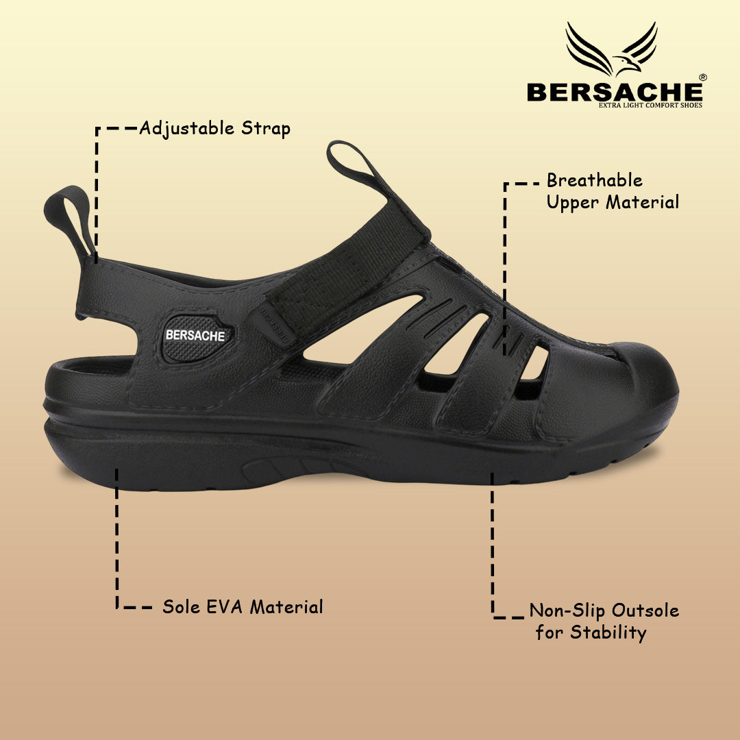 Bersache Extra Soft Classic Casual with  Regular wear with Ultra Soft & Flexibility Technology Sandal For men's & boy's-Black-6262