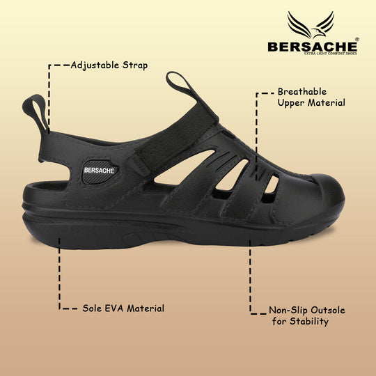 Bersache Extra Soft Classic Casual with  Regular wear with Ultra Soft & Flexibility Technology Sandal For men's & boy's-Black-6262