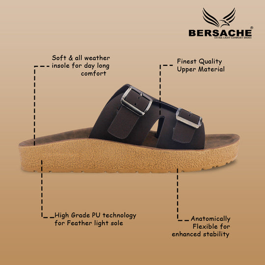 Bersache Extra Soft Classic Casual with  Regular wear with Ultra Soft & Flexibility Technology Sandal for Men's & Boy's-Dark Brown-6219