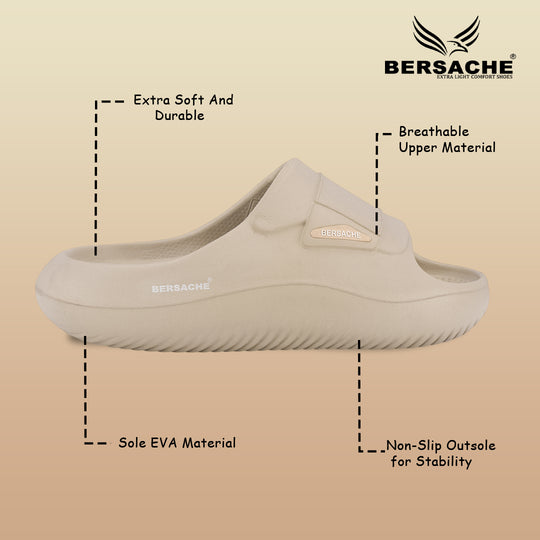 Bersache Extra Soft Classic Casual  with  Regular wear with Ultra Soft & Flexibility Technology Sandals for Men's-(6282-Beige)
