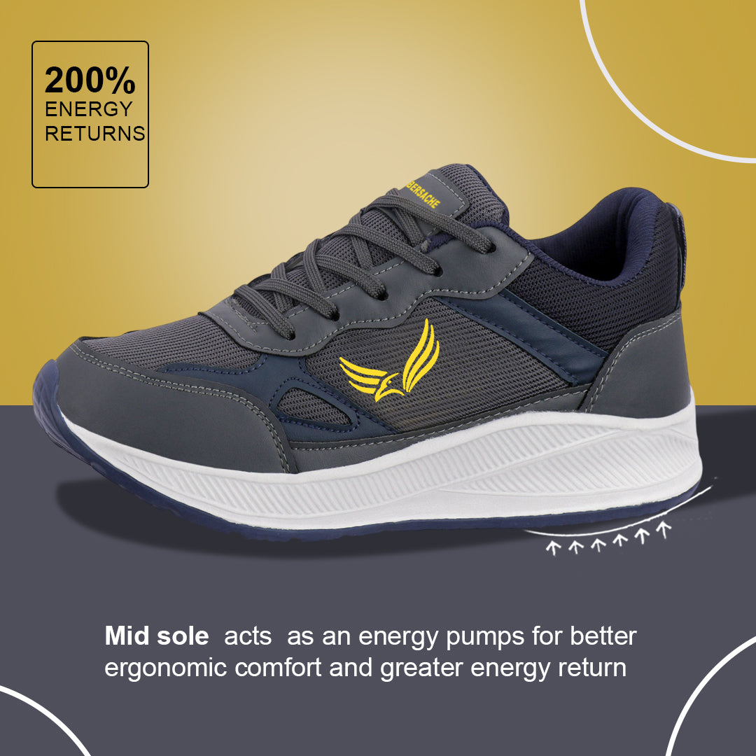 Bersache Casual Sneaker shoe for Men| Soft Cushioned Insole , Slip-Resistance Casuals For Men (Dark-Gray-8125)
