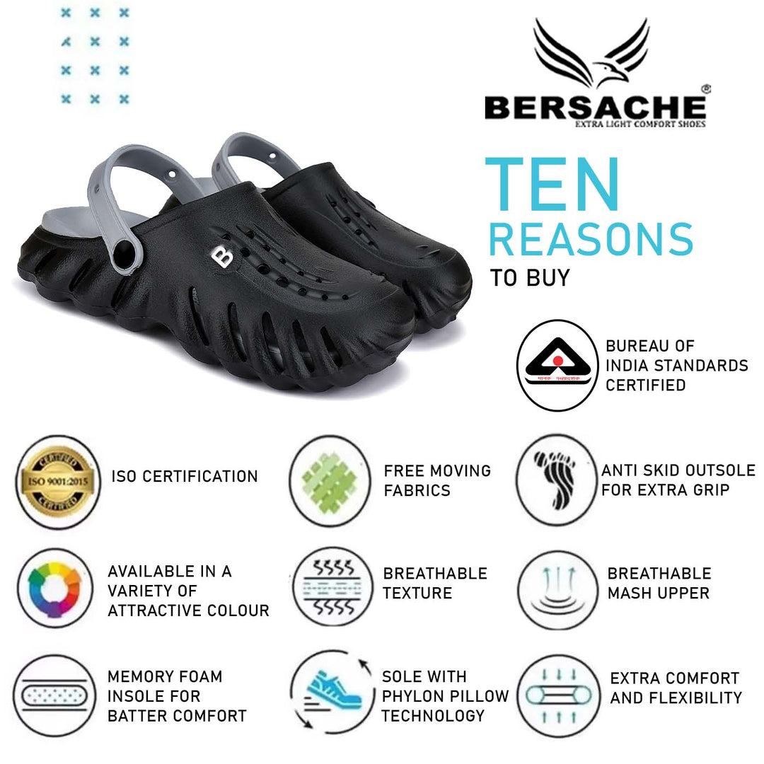 Bersache Extra Soft Classic Casual with Back Strap Regular wear with Ultra Soft & Flexibility Technology Flip-Flop for Men's/ boy,s 6004-(Black)