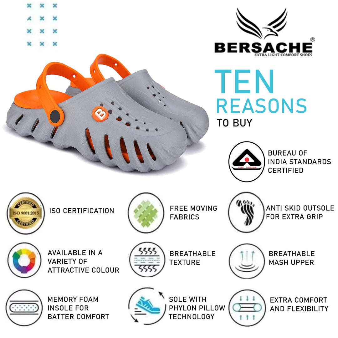 Bersache Extra Soft Classic Casual with Back Strap Regular wear with Ultra Soft & Flexibility Technology Flip-Flop for Men's/ boy,s 6005- (Grey)