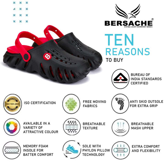 Bersache Extra Soft Classic Casual with Back Strap Regular wear with Ultra Soft & Flexibility Technology Flip-Flop for Men's/ boy,s 6006- (Black)