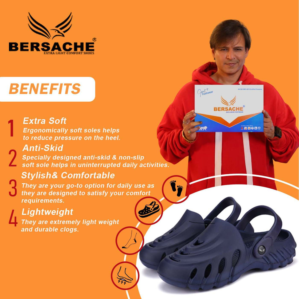 Bersache Extra Soft Classic Casual with Back Strap Regular wear with Ultra Soft & Flexibility Technology Flip-Flop for Men's/ Boy's Blue-6008