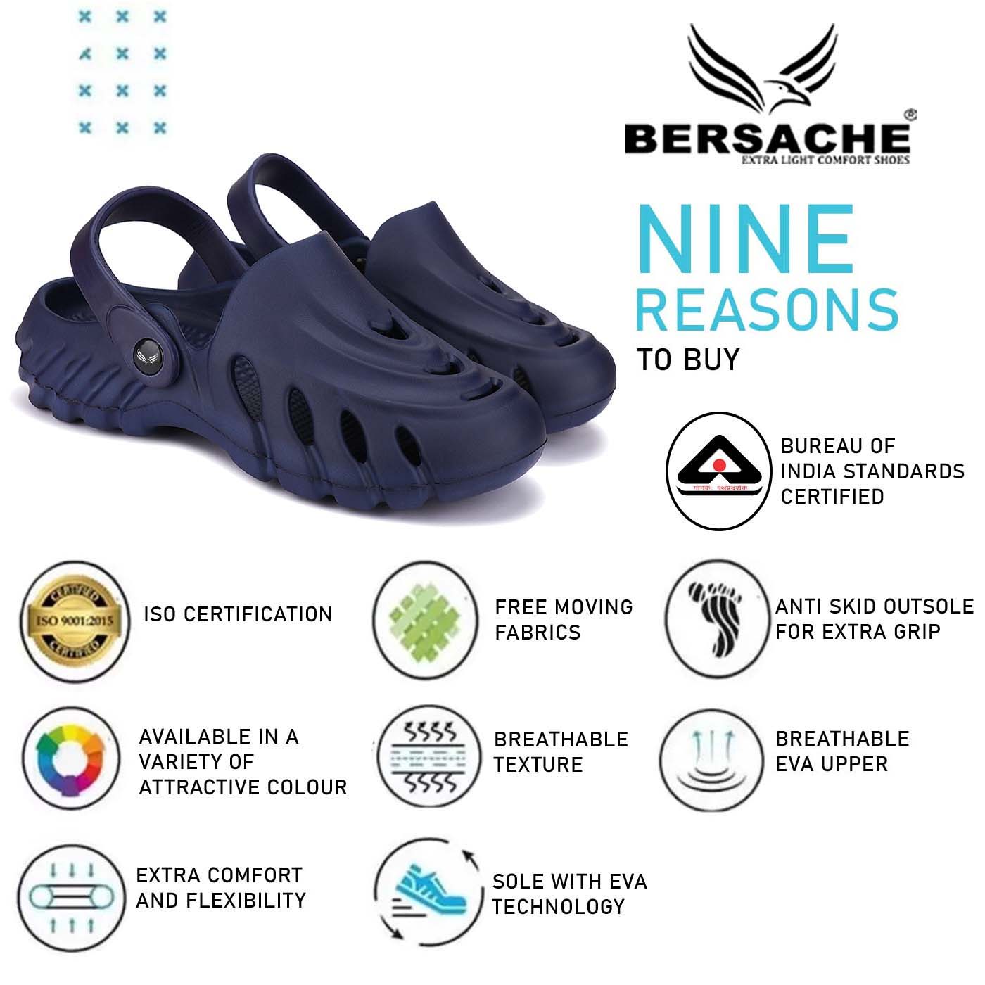 Bersache Extra Soft Classic Casual with Back Strap Regular wear with Ultra Soft & Flexibility Technology Flip-Flop for Men's/ Boy's Blue-6008